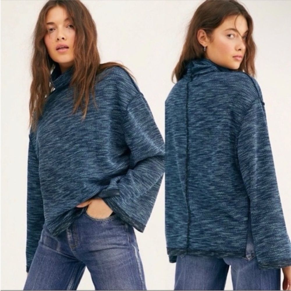 FREE PEOPLE | WE THE FREE Sunny Days Turtleneck Sweater Blue Women’s Size XS